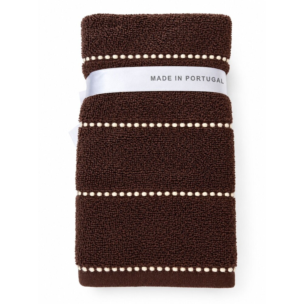 Felpinter Fingertip Towels Set of 2 Made in Portugal Brown White Stripes Luxury - Picture 7 of 12